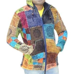 vastag férfi kabát nepálból színes kockás