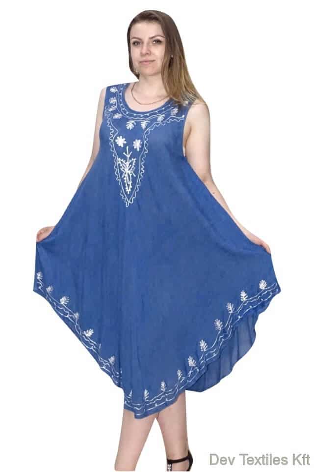 hímzett mintával rövid nyári ruha indiából indigo
