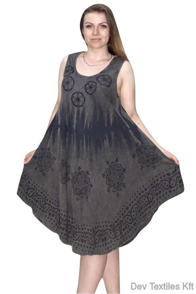 kör mintával rövid nyári ruha indiából fekete