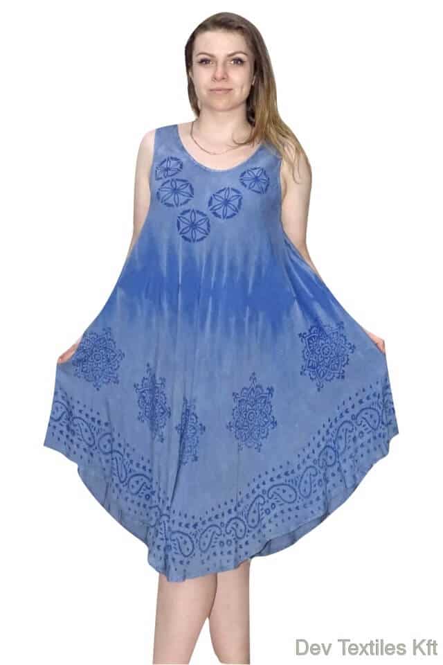 kör mintával rövid nyári ruha indiából kék