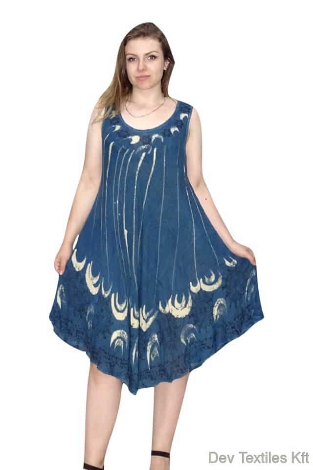 rövid nyári ruha indiából virag mintával kék