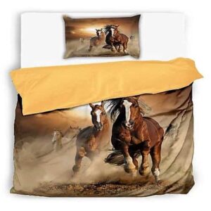 vágtató lovak barna szín pamut ágynemű