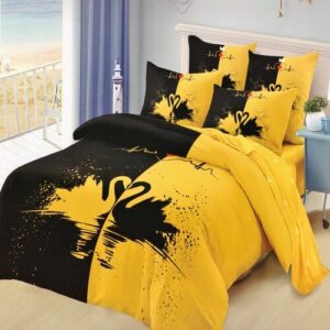 fekete sárga színben hattyú pamut ágynemű