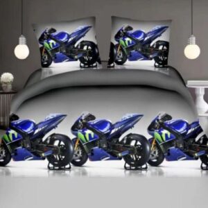 pamut ágynemű 7 darab kék verseny motorkerékpár